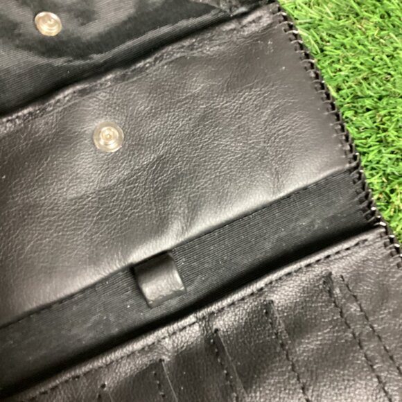 Harley Davidson Beaded Patch on Black Leather Wallet Braided Trim - Picture 10 of 13